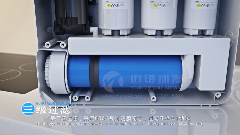 凈水器三維動畫案例展示：出水就可以直接喝的反滲透直飲水機(jī)。(圖6)