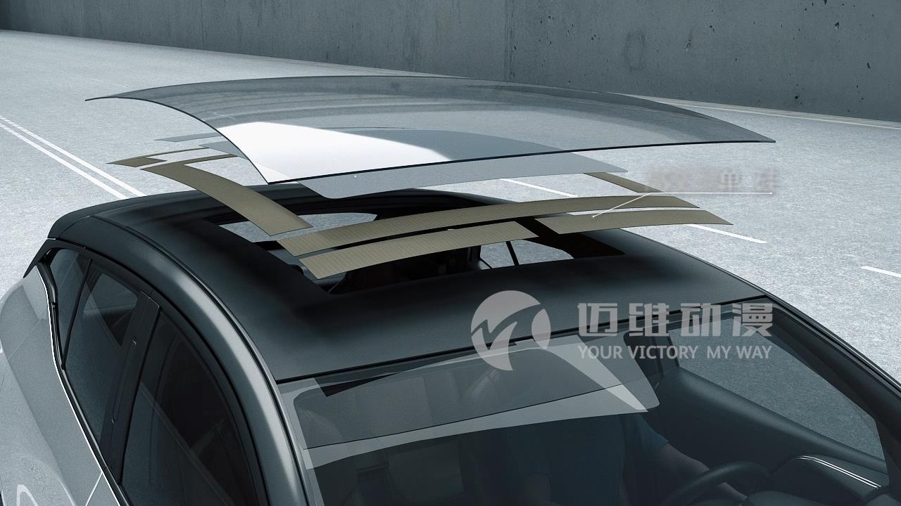 祝賀邁維動(dòng)漫制作汽車太陽(yáng)能天窗及系統(tǒng)三維動(dòng)畫(huà)宣傳片(圖3)