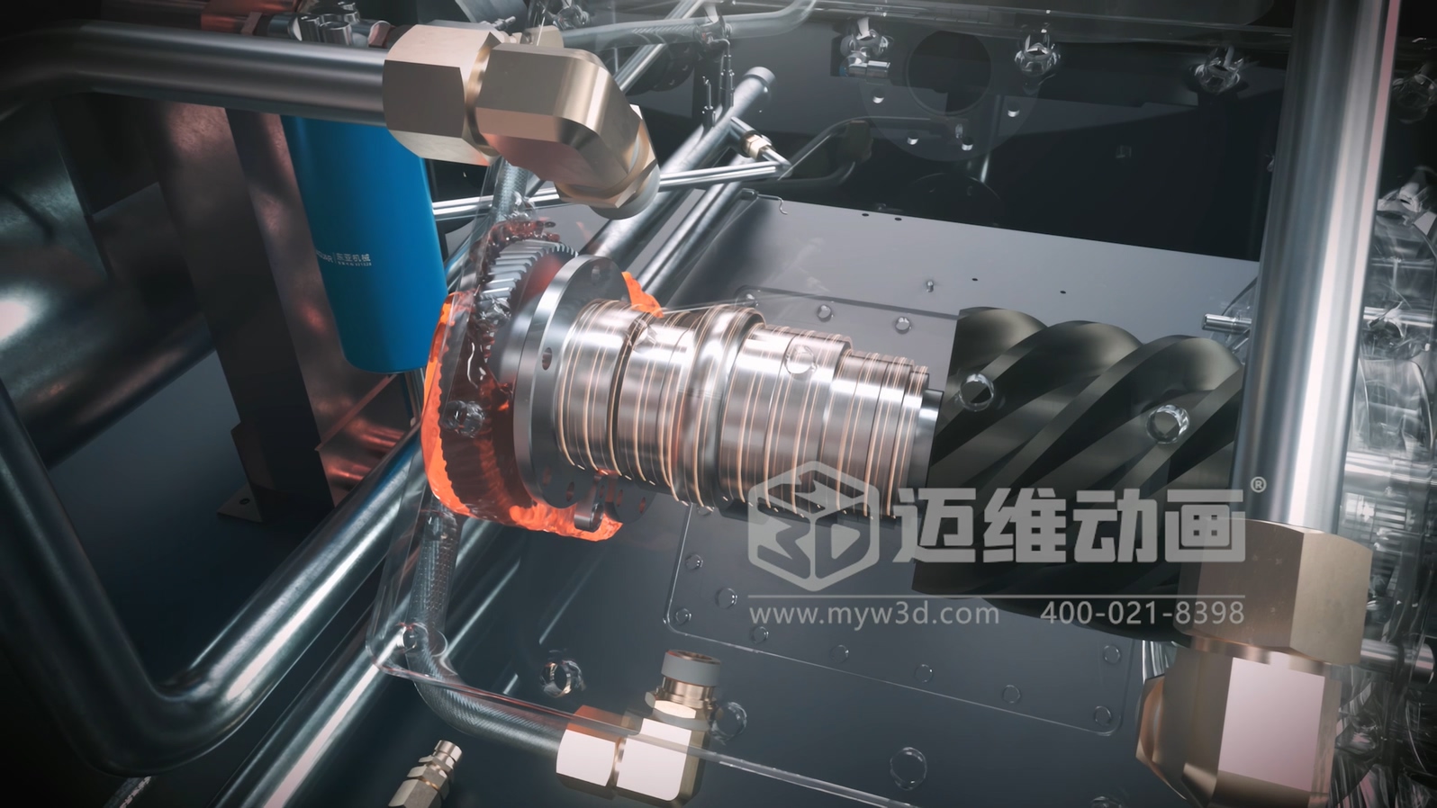 壓縮機 “透視” 震撼來襲！三維動畫拆解內(nèi)部結(jié)構(gòu)，系統(tǒng)原理看得見，核心材質(zhì)細節(jié)拉滿！(圖2)